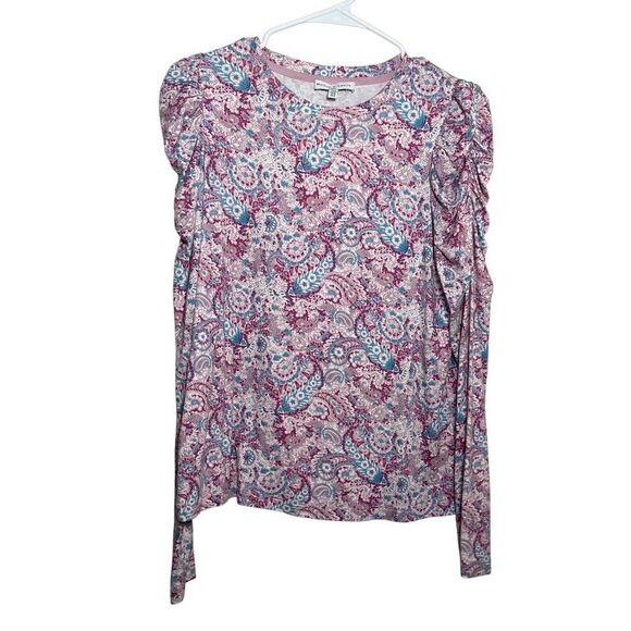Maison d'Amelie Top Women's Medium Printed Puff Sleeve Long Sleeve Textured - Picture 1 of 9
